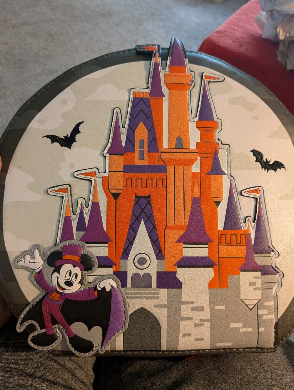 Disney Purse Orange and Purple Halloween Castle Can Be Used Crossbody Or Backpac
